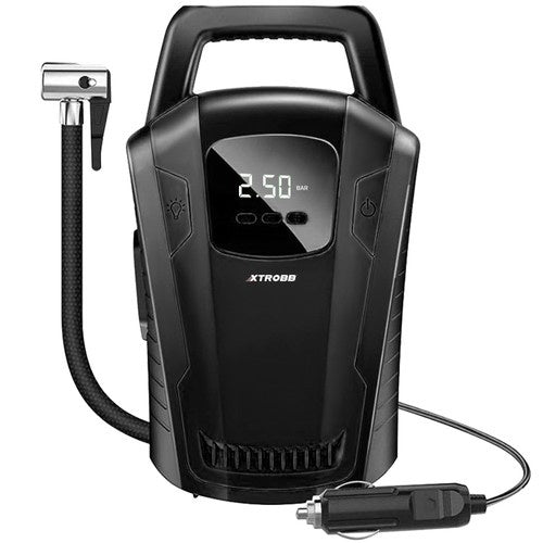 Автомобилен компресор 12V с LCD дисплей, манометър и накрайници