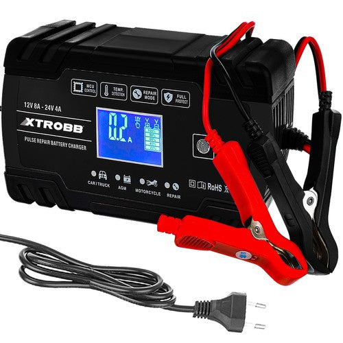 Автоматично зарядно за акумулатор 12V/24V с LCD дисплей и защита