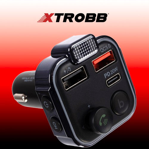 Bluetooth FM трансмитер с бързо зарядно 12V/24V – USB + Type-C, Handsfree
