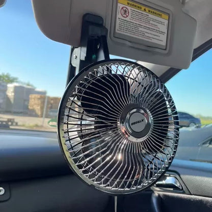Вентилатор за кола 12V с въртяща се глава и монтажна щипка