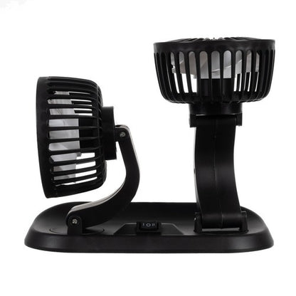 Двоен вентилатор за кола 12V с две въртящи се глави