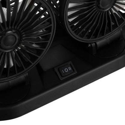 Двоен вентилатор за кола 12V с две въртящи се глави