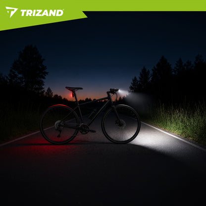 Фар за велосипед LED 1000 lm – акумулаторен комплект с преден фар и заден стоп, 4800 mAh, USB-C